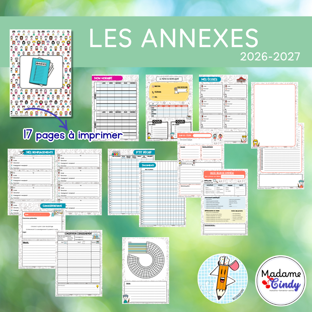 Annexes AGENDA de l'enseignant
