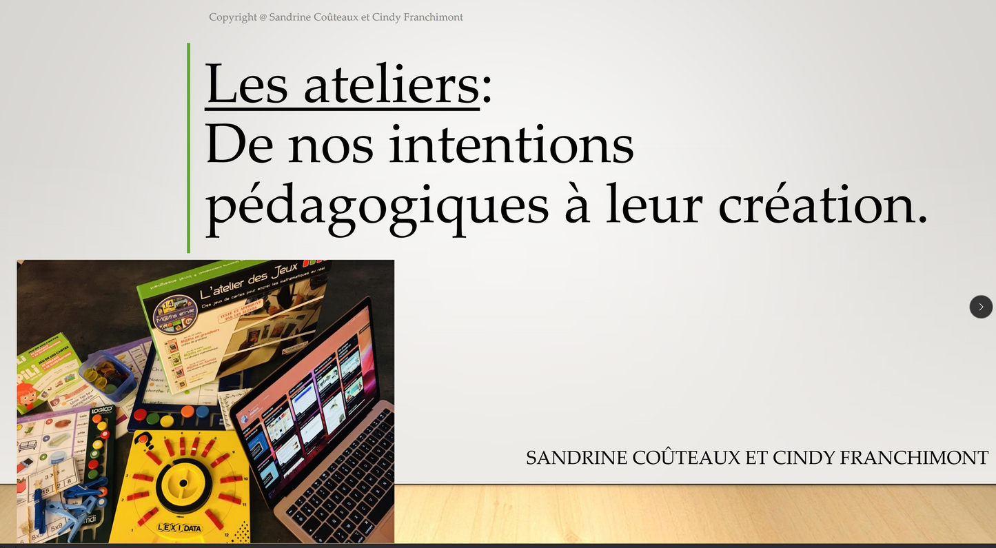 FORMATION - Les ateliers en classe