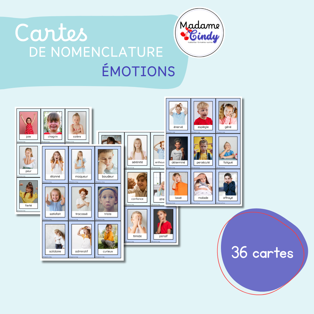 Cartes de nomenclature - Les émotions