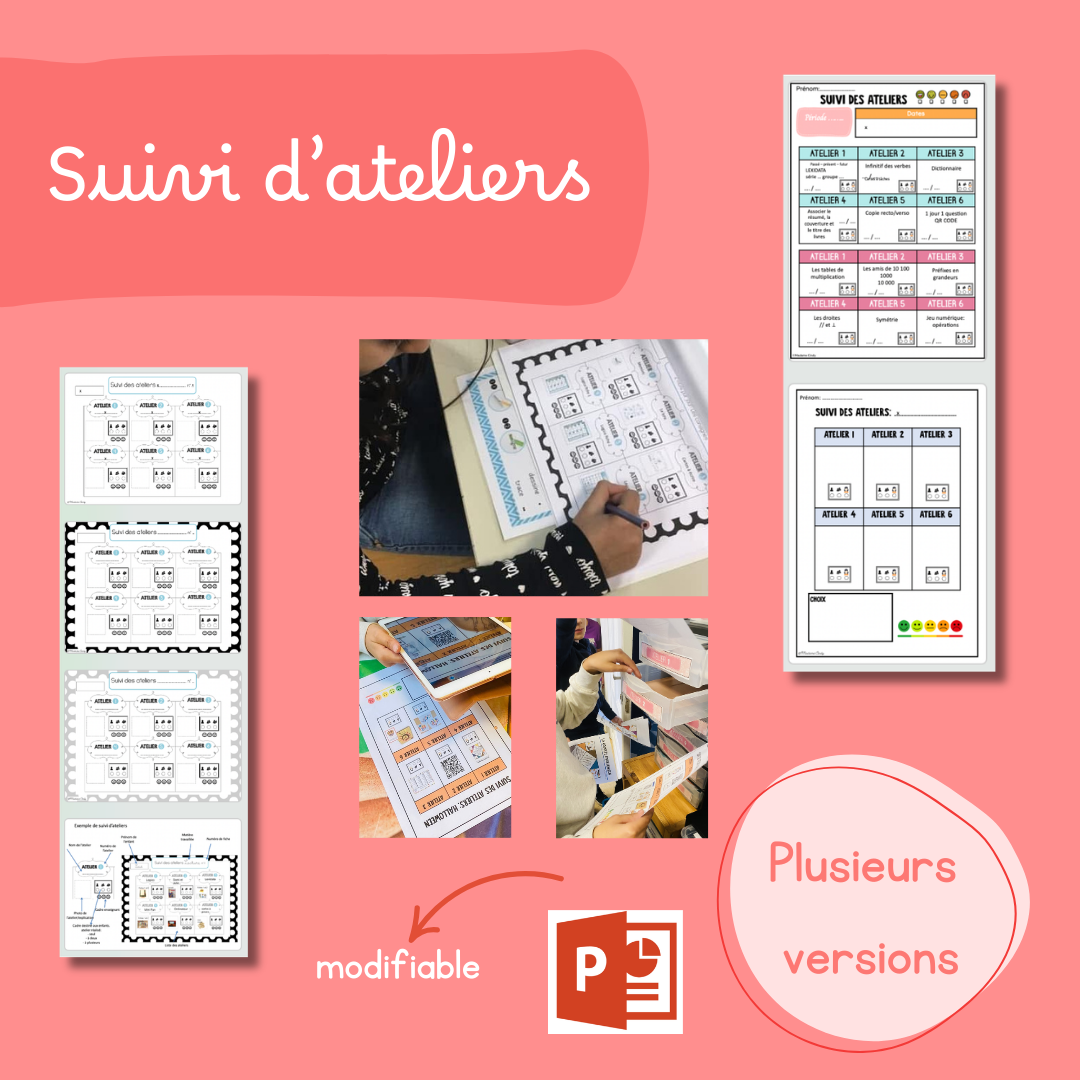 Suivi d'ateliers – Fiche élève modifiable