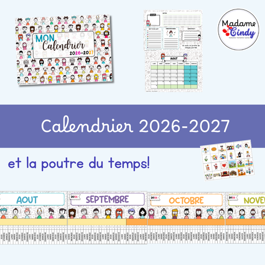 Calendrier 2026-2027 + poutre du temps