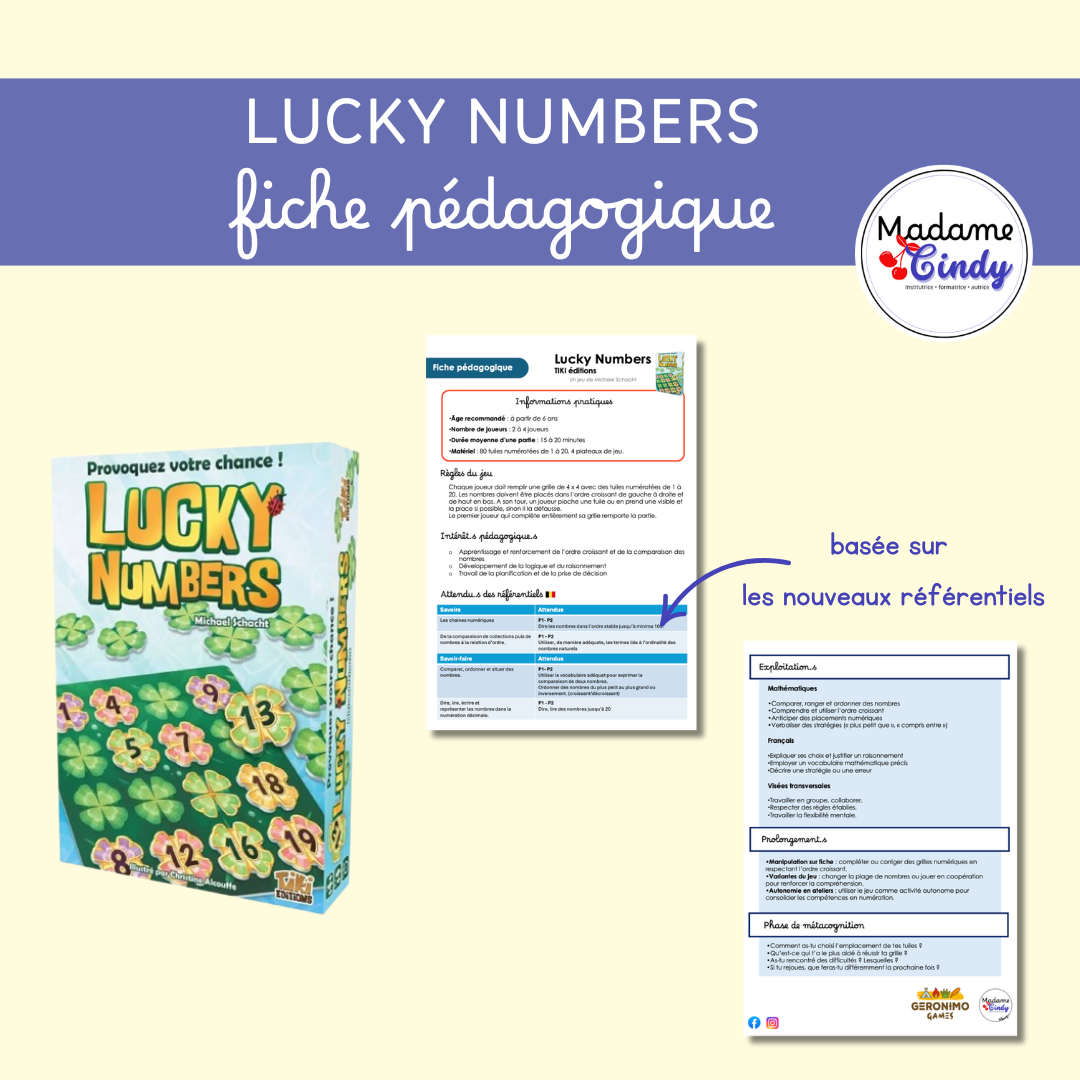 Jeu - Lucky Numbers - Fiche pédagogique